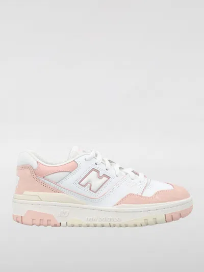 New Balance Woman Sneakers White Size 7 Leather In White/pink