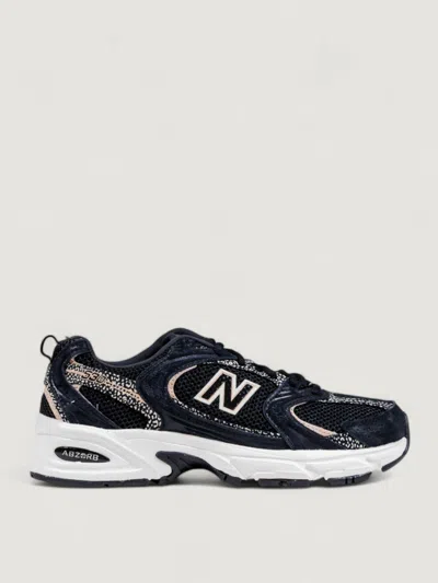 New Balance Womens Black White Leopard Mr530 Suede And Mesh Trainers