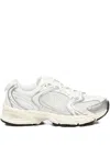 New Balance Mesh Rubber Sole Sneakers With Silver Accents In White