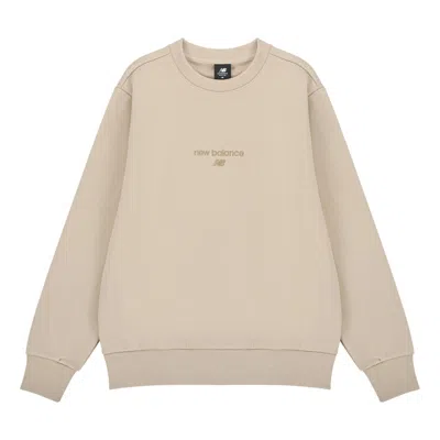 New Balance Solid Color Round Neck Sports Pullover Khaki In Neutral
