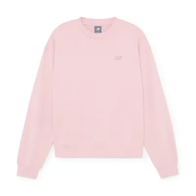 New Balance Sport Essentials French Terry Crew In Okb Pink