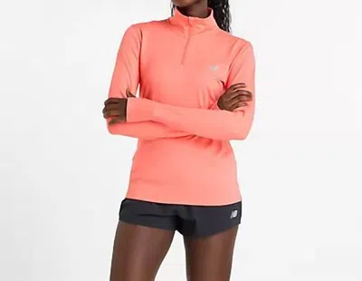 New Balance Sport Essentials Space Dye Quarter Zip In Drift Red In Orange