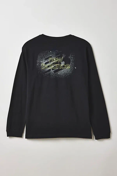 New Balance Spray Paint Graphic Long Sleeve Tee In Black, Men's At Urban Outfitters In Black