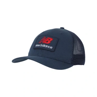 New Balance Stacked Patch Logo Trucker In Blue