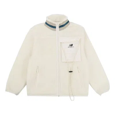 New Balance Stay Warm Stand Collar Knit Lamb's Wool Jacket Couple Style White