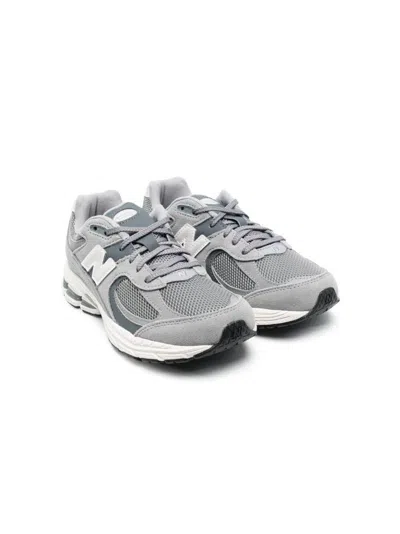 NEW BALANCE STEEL GREY LOGO PATCH LACE-UP SNEAKERS