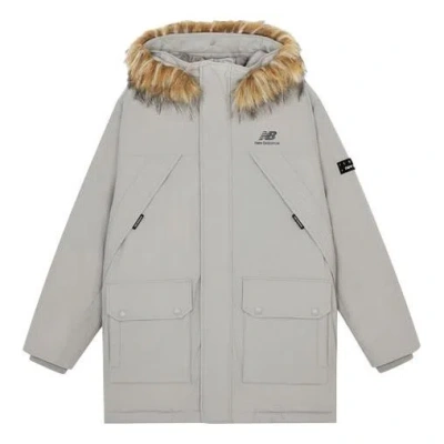New Balance Street Style Logo Down Jacket 'grey Brown' In Gray