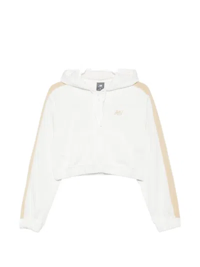 New Balance Striped Hoodie In White