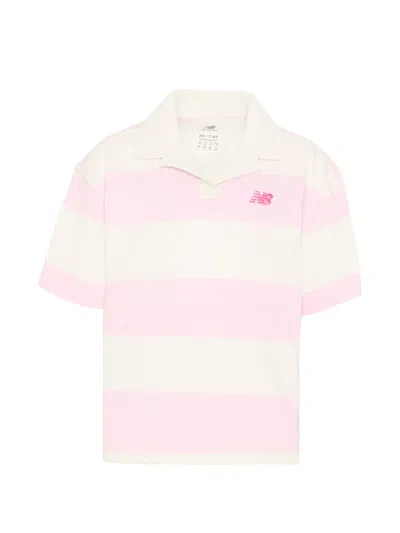 New Balance Kids' Striped Logo-detail T-shirt In Pink