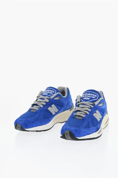 New Balance Suede And Fabric 991v2 Low Top Sneakers In Blue