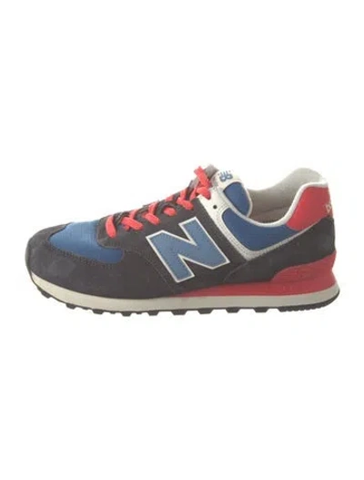 Pre-owned New Balance Suede Colorblock Pattern Athletic Sneakers In Blue