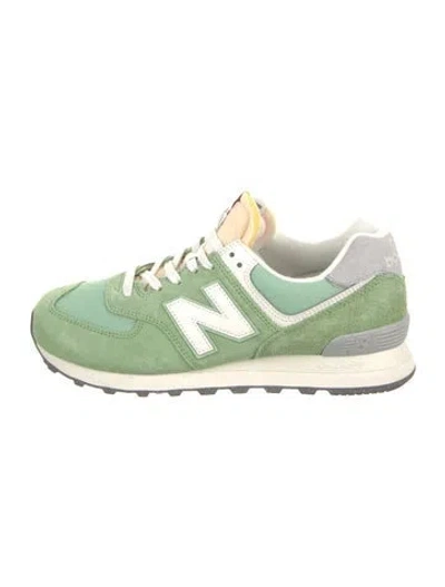 Pre-owned New Balance Suede Colorblock Pattern Athletic Sneakers In Green