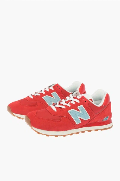New Balance Suede Leather And Fabric 574 Sneakers In Red