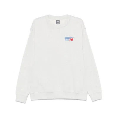 New Balance Melange Grey Cotton Blend Sweatshirt In Green