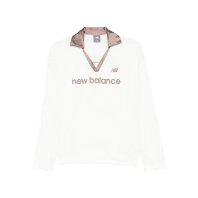 New Balance Satin-collar Logo-print Top In White