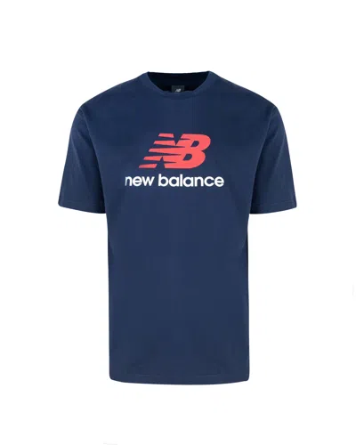 New Balance T-shirt Athletics Logo Blu In Nny