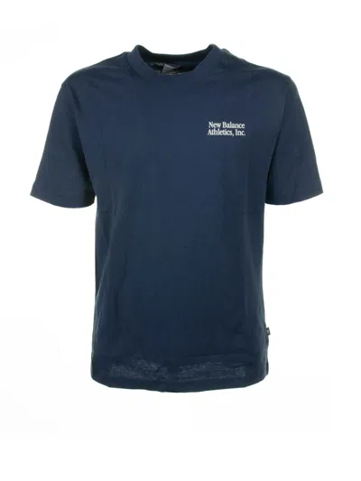 New Balance T-shirt With Logo In Blu