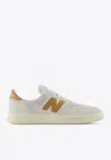 New Balance T500 Low-top Sneakers In White With Brown In White