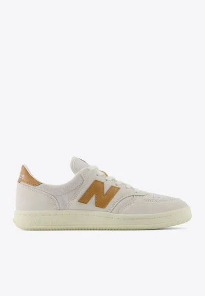 New Balance T500 Low-top Sneakers In White With Brown
