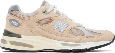 New Balance Tan Made In Uk U991v2 Sneakers In Neutral