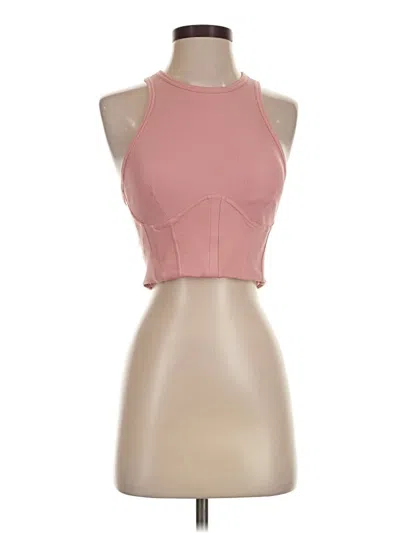 Pre-owned New Balance Tank Top Pink Halter Neckline Tops