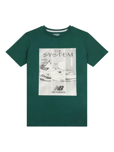 New Balance Kids' 'the System' Graphic-print T-shirt In Green
