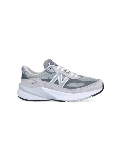 New Balance Tonal Grey Leather And Mesh Sneakers In Gray