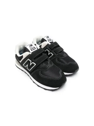 New Balance Kids' Touch-strap Logo-patch Sneakers In Black