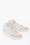 NEW BALANCE TWO-TONE LEATHER AND FABRIC HIGH-TOP SNEAKERS
