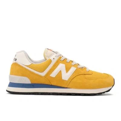 New Balance Yellow 574 Trainers In Orange/white