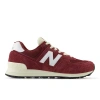 New Balance 574 Mens Leather Gym Running Shoes In Red/white/beige