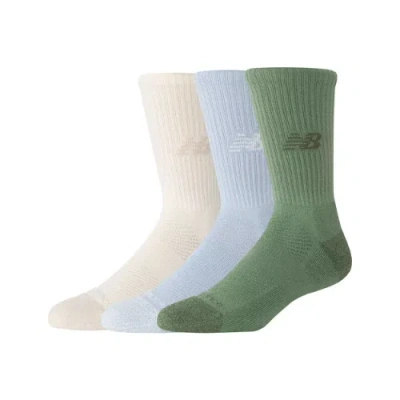 New Balance Unisex Active Crew Socks 3 Pack In Green