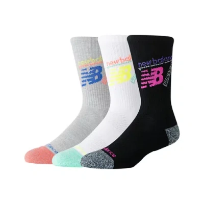 New Balance Unisex Active Graphic Crew Socks 3 Pack In Black