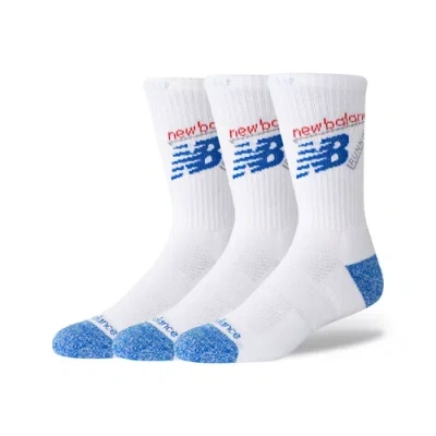 New Balance Unisex Active Lifestyle Graphic Socks 3 Pack In White