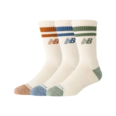 New Balance Unisex Active Lifestyle Striped Crew Socks 3 Pack, Polyester, Grösse Xl In White