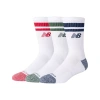 New Balance Unisex Active Lifestyle Striped Crew Socks 3 Pack In Print/pattern/misc