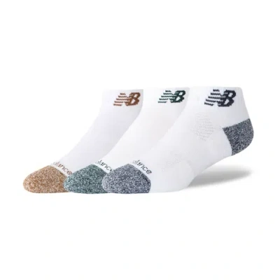 New Balance Unisex Active Low Cut Socks 3 Pack In White/green