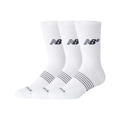 New Balance Unisex Active Numeric Crew Socks 3 Pack In White