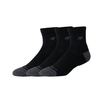 New Balance Unisex Active Premium Qtr 3 Pack Socks 3 Pack In Black
