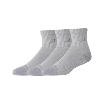 New Balance Unisex Active Premium Qtr 3 Pack Socks 3 Pack In Gray