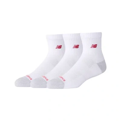 New Balance Unisex Active Premium Qtr 3 Pack Socks 3 Pack In White