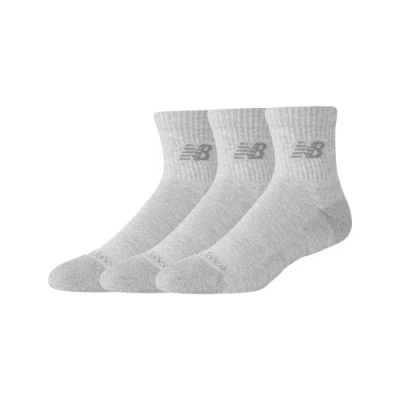 New Balance Unisex Active Qtr Socks 3 Pack In Gray
