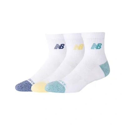 New Balance Unisex Active Qtr Socks 3 Pack In White