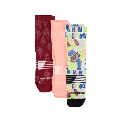 New Balance Unisex Nyc Crew Pro Run 3 Pack Socks 3 Pack In Pattern