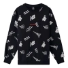 New Balance Unisex Printing Round-neck Sweatshirt Black