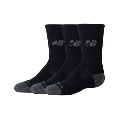 New Balance Unisex Youth Active Crew Socks 3 Pack In Black
