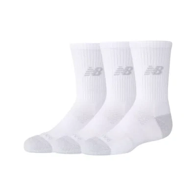 New Balance Unisex Youth Active Crew Socks 3 Pack In White