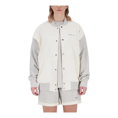 New Balance Unissentials Undyed Varsity Jacket 'greige' In Gray