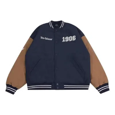 New Balance Vintage Varsity Jacket 'navy Tan' In Blue