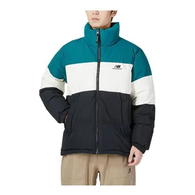 New Balance Warm Down Jacket 'black White Blue' In Multi
